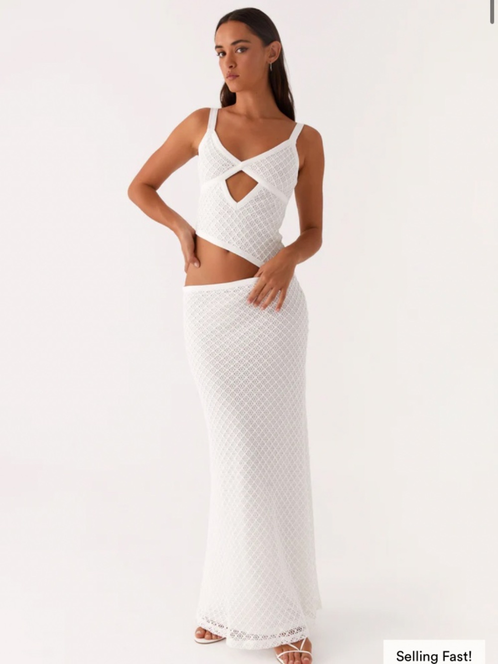 New Peppermayo Jocelyn Crochet Maxi dress white size 0
